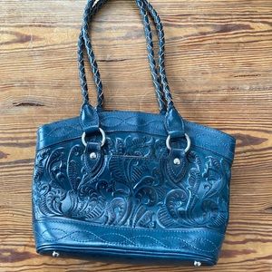 Patricia Nash gorgeous blue leather handbag